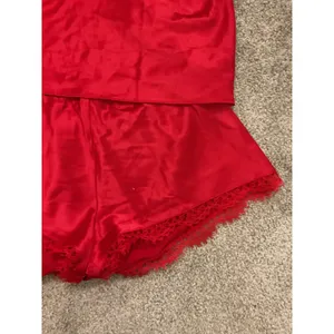 Victoria’s Secret Lace Back Satin Cami Shorts Pajama Set Red Large NWT thumbnail 4