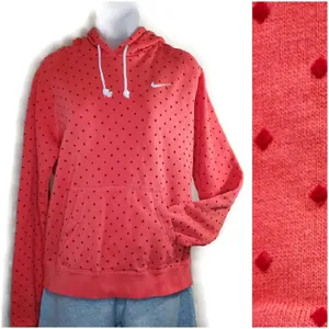 Nike Coral Polka Dot Long Sleeve Hoodie Medium thumbnail 3