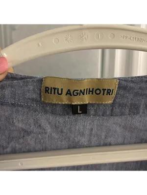 Ritu Agnihotri Indian 100% Cotton Lightweight Chambray Embroidered Blouse Top thumbnail 5