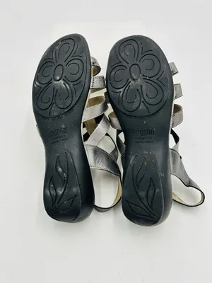 Munro American Darian Silver Elastic Strappy Slingback Sandals Shimmer Sz 9M thumbnail 9