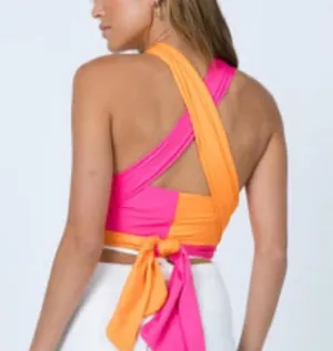 Princess Polly Alessia Top Spliced Pink/Orange thumbnail 2