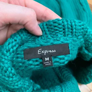 Express Green Cable Knit Cardigan‎ Sweater Shawl Collar Bell Sleeve Women's M thumbnail 5