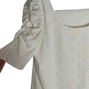 CeCe White Eyelet Puff Sleeve Blouse‎ Scoop Neck Top Small Coquette Feminine thumbnail 4