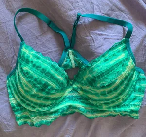 Victoria’s secret PINK green bra with raceback and lace detailing thumbnail 1