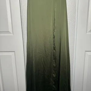 Dessy Collection • Formal Gown • Olive Green • 2R • Off Shoulder • Bridesmaid thumbnail 4