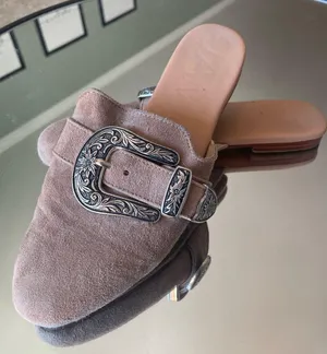 Free People Beige Champagne Suede Western Silver Buckle Slides thumbnail 6