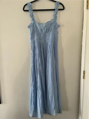 Francesca's Collections Light Blue Ruffle Midi Dress Medium Cottagecore Coquette thumbnail 7
