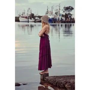 Free People Bohemian Witchy Horizon Coast Maxi Dress Dark Plum Medium NWT thumbnail 3