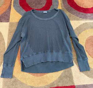 Offline by Aerie Wow! Waffle Knit Relaxed Fit Long Sleeve Top Dark Green Size XS thumbnail 1