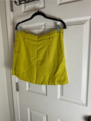 Free People Can't Blame Me Linen Blend Mini Skirt Size 6 Lime Yellow Mini thumbnail 2
