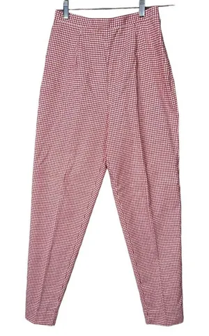Vintage Express Compagnie‎ 90s Womens 5/6 Pants High Waisted Red White Tapered thumbnail 1