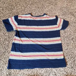 American Eagle Womens‎ XS Striped Pocket Tee Navy Blue Pink Yellow Short Sleeve thumbnail 5