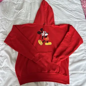 Vintage 90s Mickey Mouse Disney Pullover Hoodie Womens Medium‎ M Red Hanes thumbnail 1