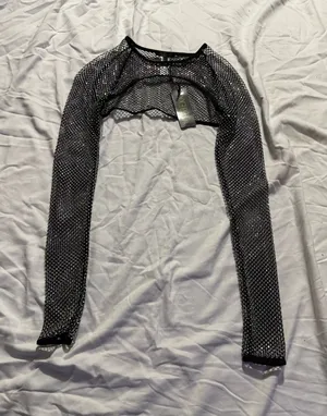 Dolls Kill Club Exx Fishnet Rhinestone Shrug thumbnail 1