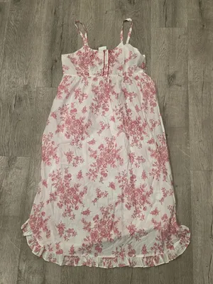 Laura Ashley NWT Floral White & Pink Sleeveless Cotton Dress With Ruffle small thumbnail 3