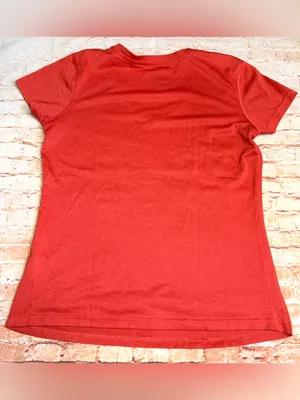 Nike Dri-Fit Orange/ Red loose fit V-Neck Workout Tee Shirt thumbnail 5