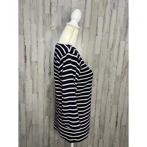 L.L.Bean Women's Medium Navy/White Striped 3/4 Sleeve Boat Neck Blouse‎ thumbnail 6