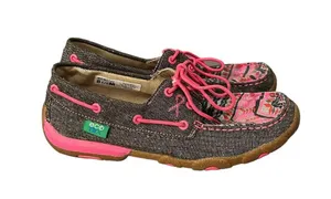 Twisted X Neon Pink Aztec Print Women’s 8.5M Boat Driving Mocs Loafers Shoes thumbnail 2