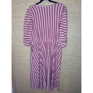 Matilda Jane Women Red Pink Striped Midi Dress NWT Size L Ruched‎ Sleeve Pockets thumbnail 7