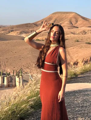 Zara Sleeveless V-Neck Brown Cotton Bohemian Maxi Dress thumbnail 2