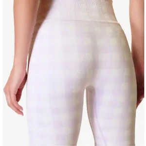 Sweaty Betty Gingham Lavender and White High-Waisted Biker Shorts Medium 8” thumbnail 4