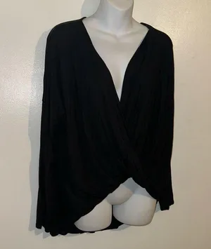 21Saints long sleeve high-low V-neck long sleeve shirt in black new size large thumbnail 14