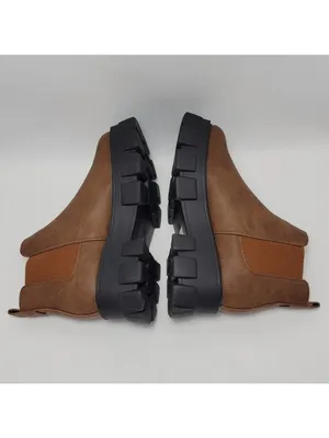 Tinstree Women's Chunky Platform Chelsea Slip On Lug Sole Boot Size 9.5 Brown thumbnail 9