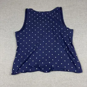 Old Navy Tank Top Womens XXL Blue Scoop Neck Sleeveless Polka Dot Tie Front thumbnail 10