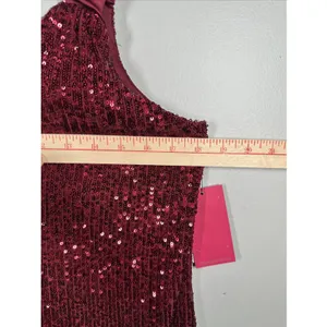 NWT Vince Camuto Small Womens Sequin Tank Top Red Lined V-Neck Party thumbnail 5