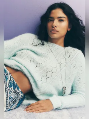 By Anthropologie Long-Sleeve Pointelle Sweater size small NWT thumbnail 1