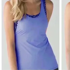 Lululemon Periwinkle Racerback‎ W/Cheetah Print Sport Bra thumbnail 2