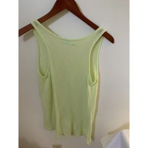 Maurices Womens Size M Sweater Tank Top Shirt Neon Yellow High Low Open Knit thumbnail 4