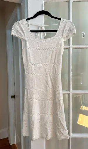 Loveshackfancy Elvirie Crocheted Mini Dress In White thumbnail 2