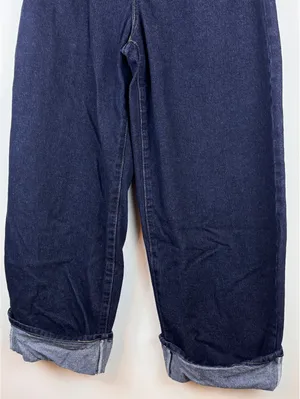 Edikted Dark Wash Cuffed Baggy Wide Leg Jeans Y2K Denim Size XS thumbnail 9