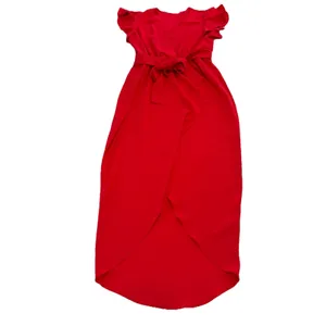 Amanda‎ Uprichard Red Martinique Midi Dress Ruffle Sleeve Tulip Hem Belt MEDIUM thumbnail 9