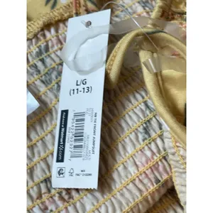 No Boundaries Yellow Floral Smocked Tie Front Back Cut Out Summer Jumpsuit L NWT thumbnail 12