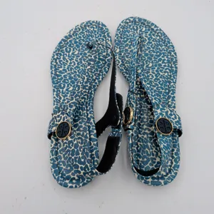 Tory Burch Minnie Travel Sandal Blue Leopard Print‎ Leather Thong Slingback 8M thumbnail 5