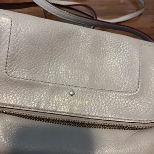 Kate‎ Spade Crossbody Bag Pebbled Leather Gray Zipper Flap Small Preppy Chic thumbnail 3