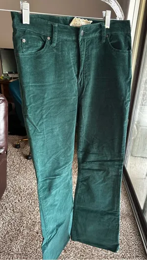 Altar'd State Women’s Dark Green Corduroy Flare Jeans thumbnail 1