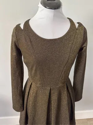 Urban Outfitters Cooperative Gold Shimmer Mini Dress thumbnail 3