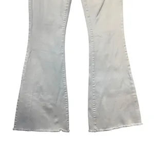 Abercrombie & Fitch Ultra High‎ Rise Flare Jeans White Button Fly Raw Hem 26/2R thumbnail 4