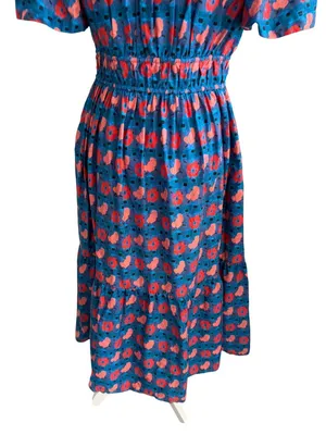 TUCKERNUCK Blue Red Tropical Floral Print Dress Size Medium thumbnail 9