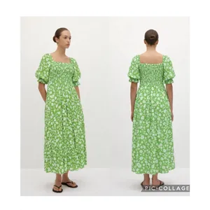 Faithfull the Brand Olinda Green Ivy Floral Puff Sleeve Maxi Dress Size 4 Small thumbnail 8