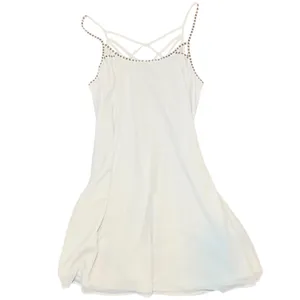 White Beaded Cage Back Mini Dress Womens Size Medium Cream‎ NWT Summer Cocktail thumbnail 5