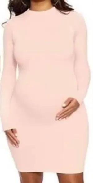 Baby Mama X Naked Wardrobe NWT Maternity Peach Pink Bodycon Soft‎ Dress thumbnail 1