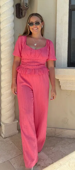 BOUTIQUE 2 PIECE PANT SET Pink thumbnail 1