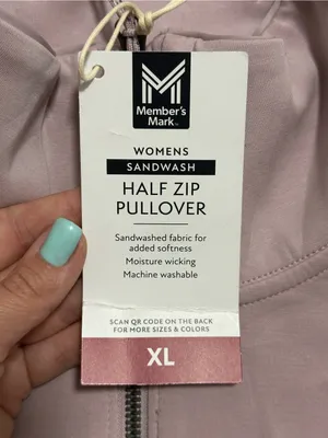 Member's Mark Womens Sandwash Half-Zip Pullover — Pink — Brand New (Size XL) thumbnail 3