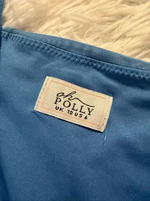 Oh Polly Mesh Bodycon Rhinestone Mini Dress in Blue Size 6 thumbnail 6