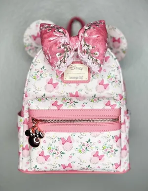 Loungefly Disney Mini Backpack Bag Womens Minnie Mouse All Over Print Bow Ears thumbnail 1