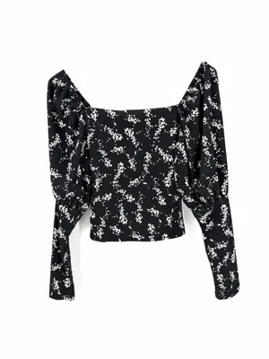 Anthropologie Sweetheart Floral Long Sleeve Crop Stretchy Feminine Blouse Top thumbnail 7